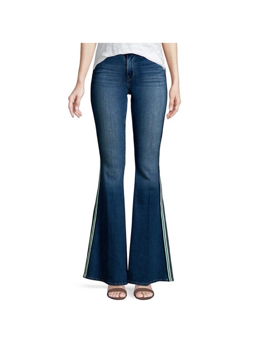 L’Agence “Solana” High-Rise Blue Flared Women’s Jeans with Side Stripe - Picture 2 of 4